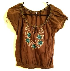 Embroidered green top
